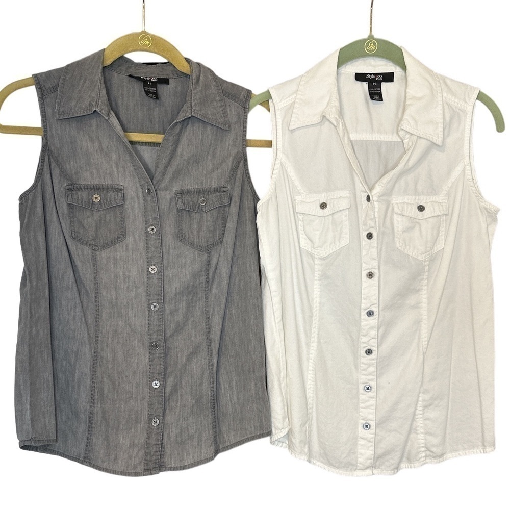 Set of 2 Button Down Sleeveless Tops